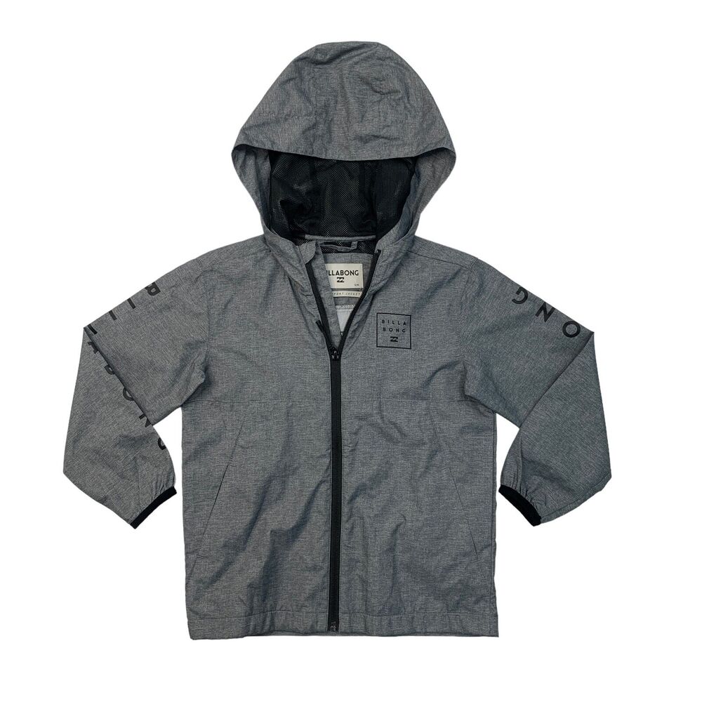 Billabong Jacket Boys M Medium Gray Transport Full Zip Hooded Windbreaker